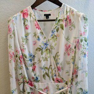 Ann Taylor Floral Wrap Blouse